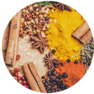 Chinese herbs pictured turmeric star anise cinnamon sticks